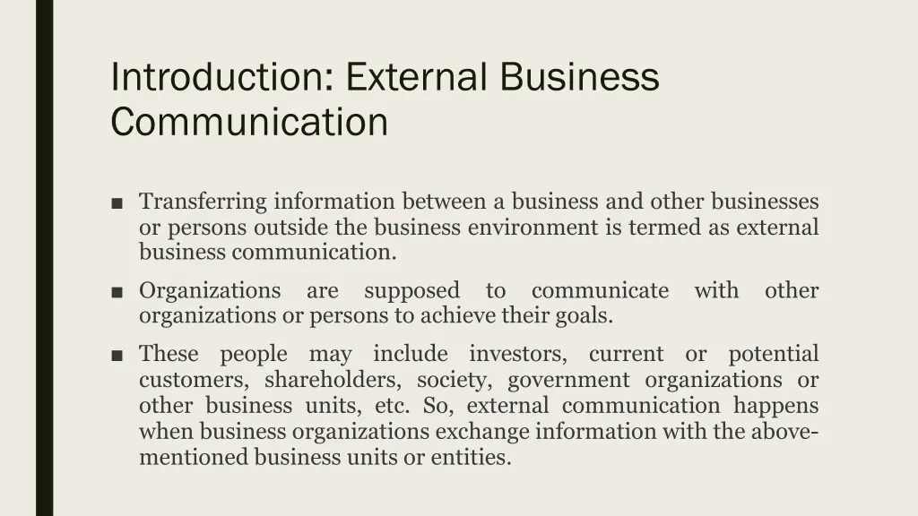 introduction external business communication