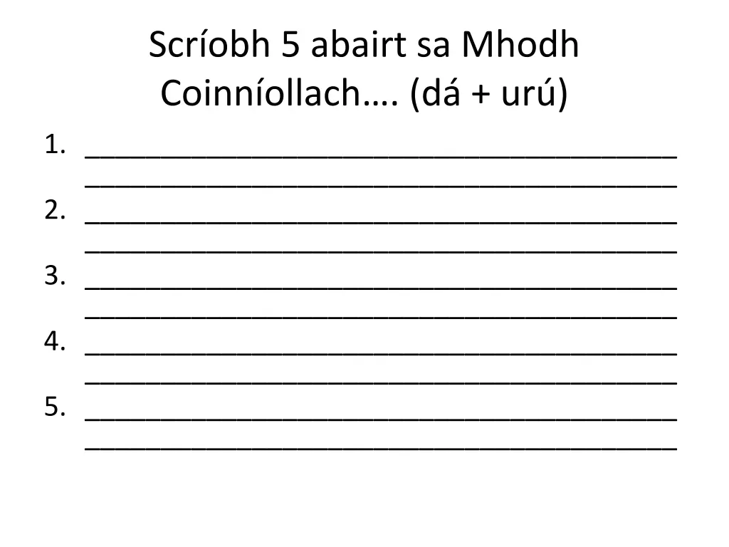 scr obh 5 abairt sa mhodh coinn ollach