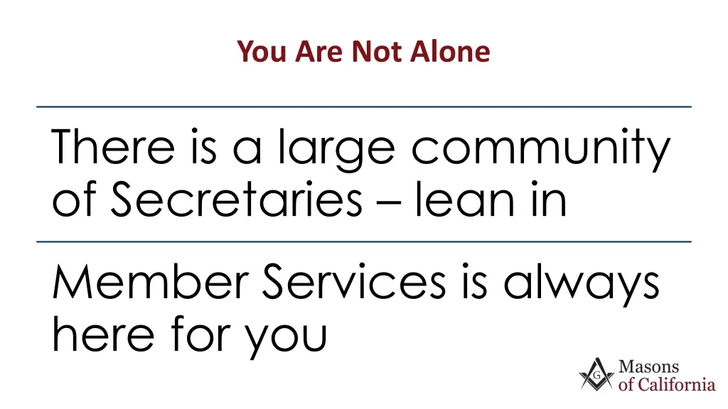 you are not alone