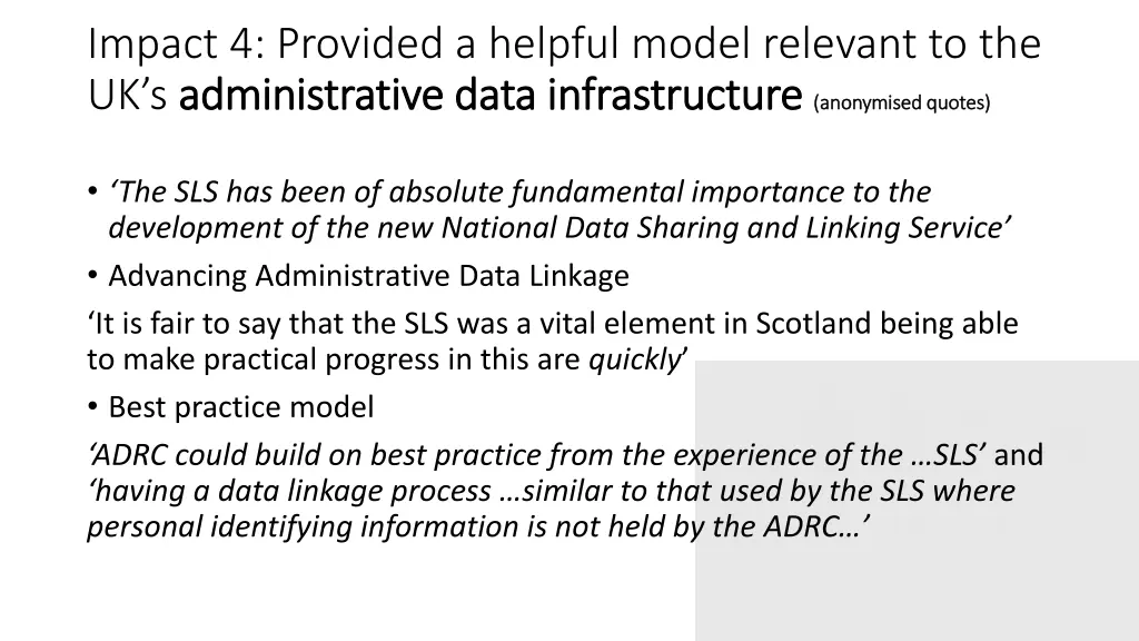 impact 4 provided a helpful model relevant