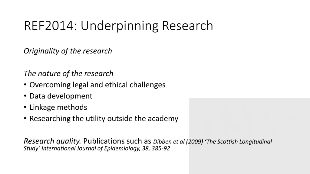 ref2014 underpinning research