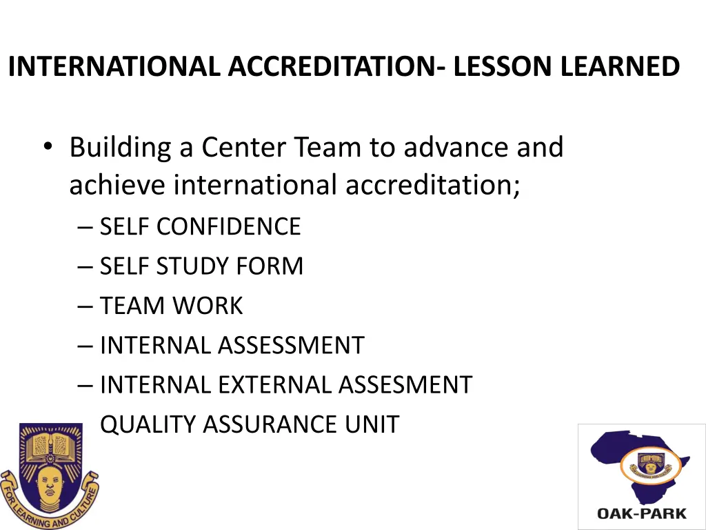international accreditation lesson learned