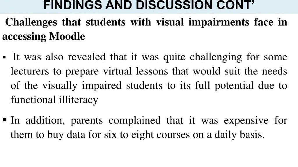findings and discussion cont challenges that