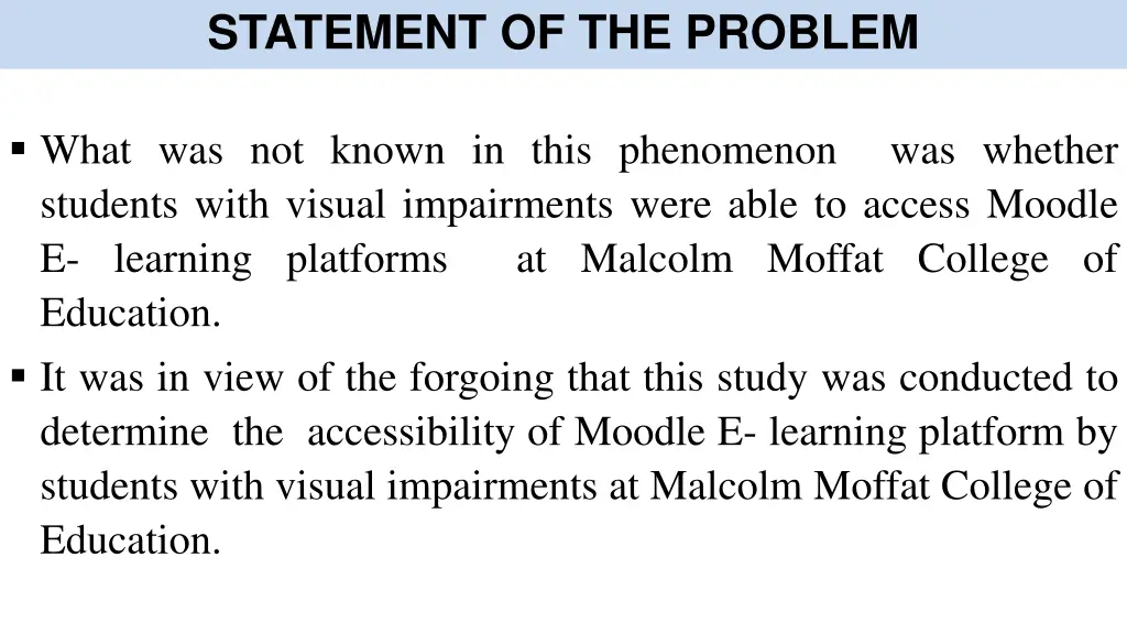 statement of the problem