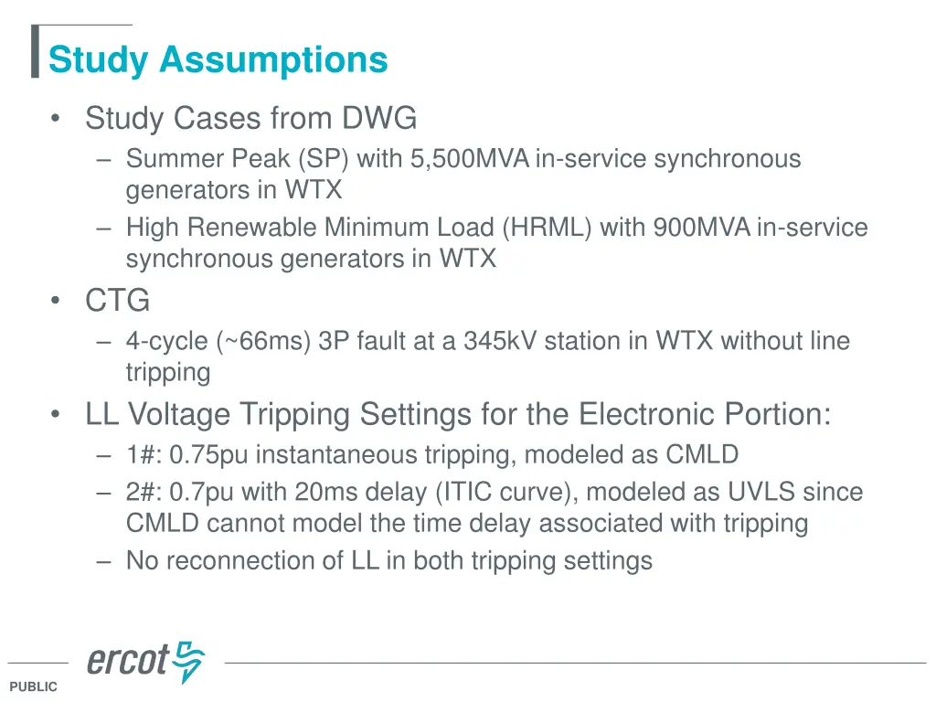 study assumptions