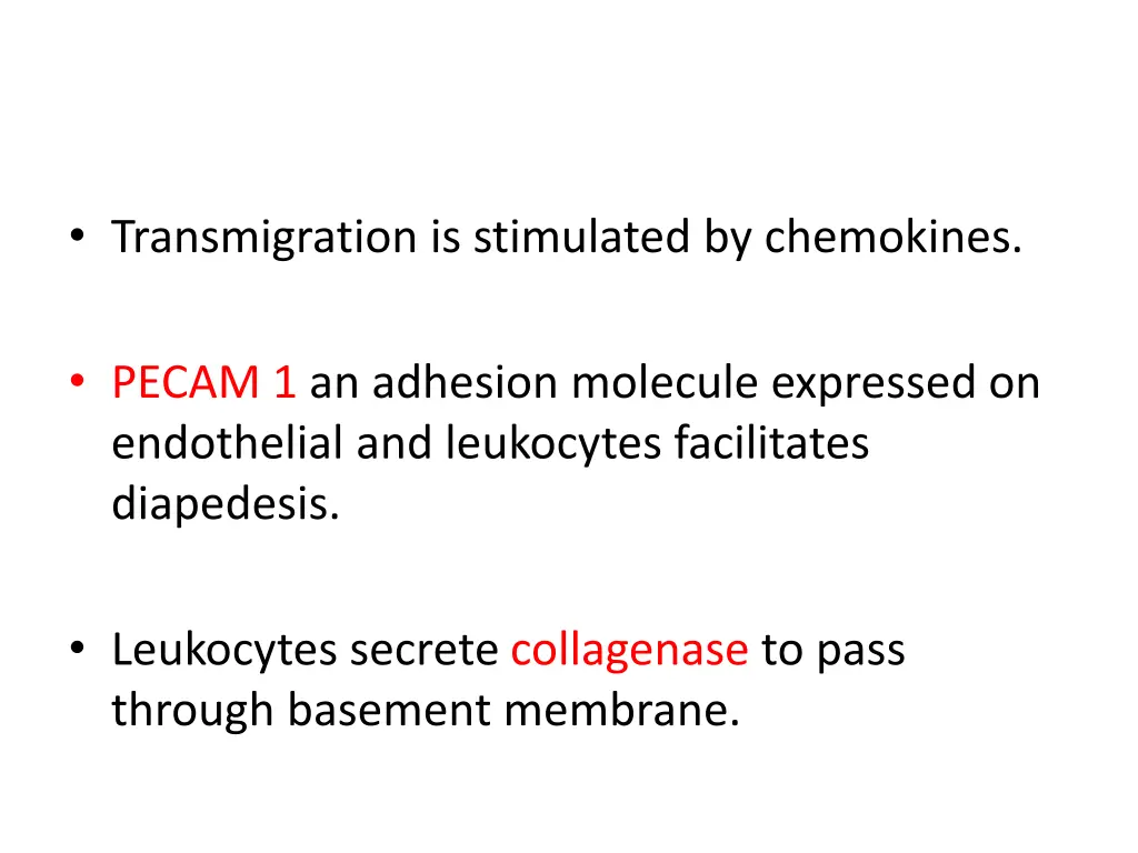 transmigration is stimulated by chemokines