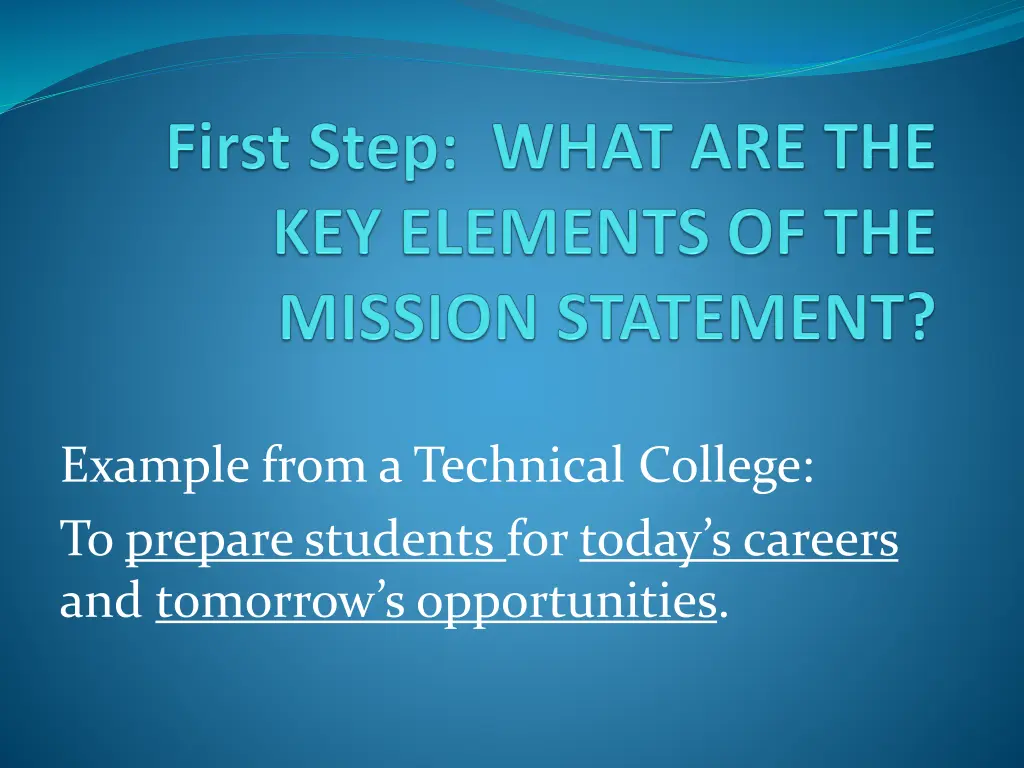 example from a technical college to prepare