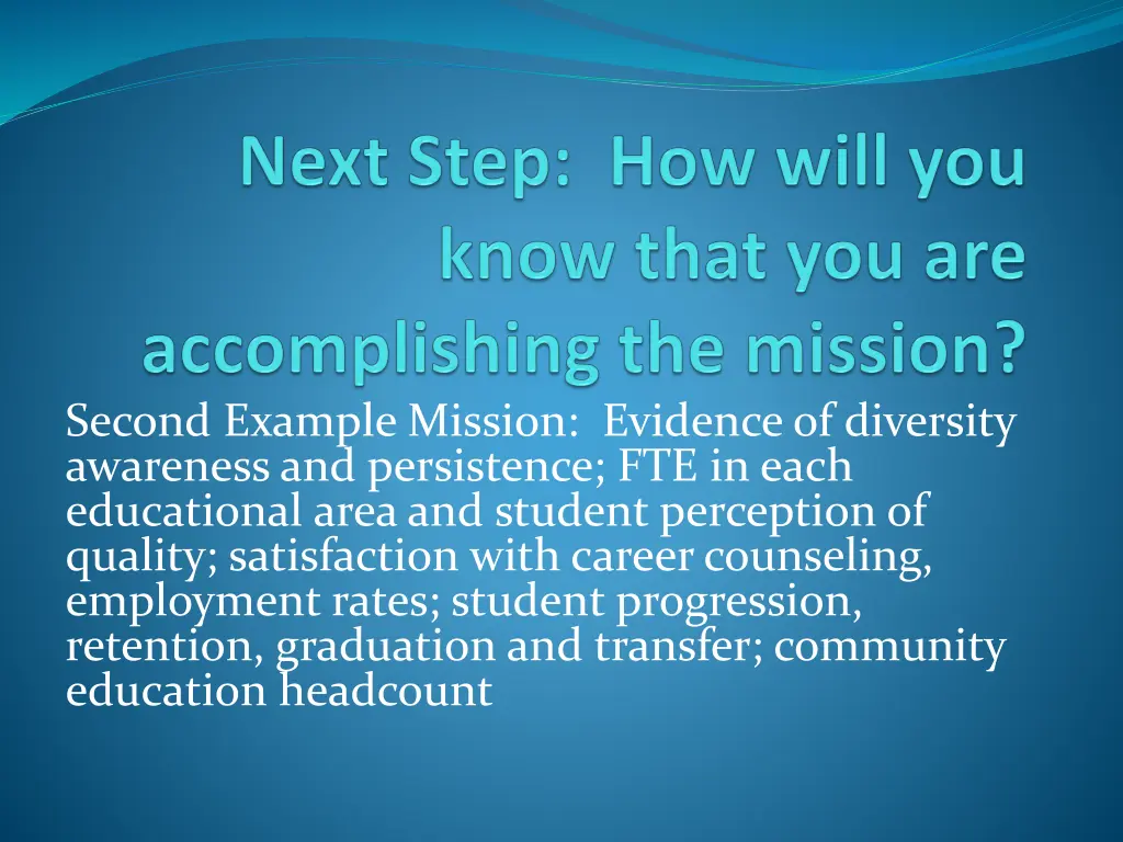 second example mission evidence of diversity