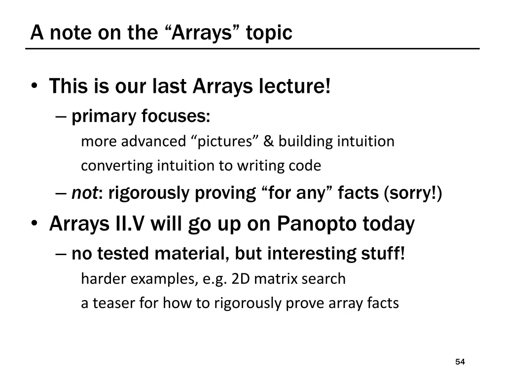 a note on the arrays topic