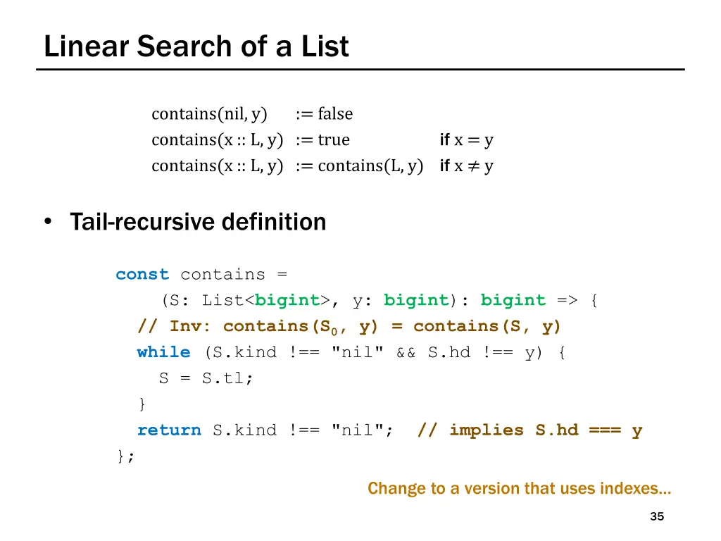linear search of a list