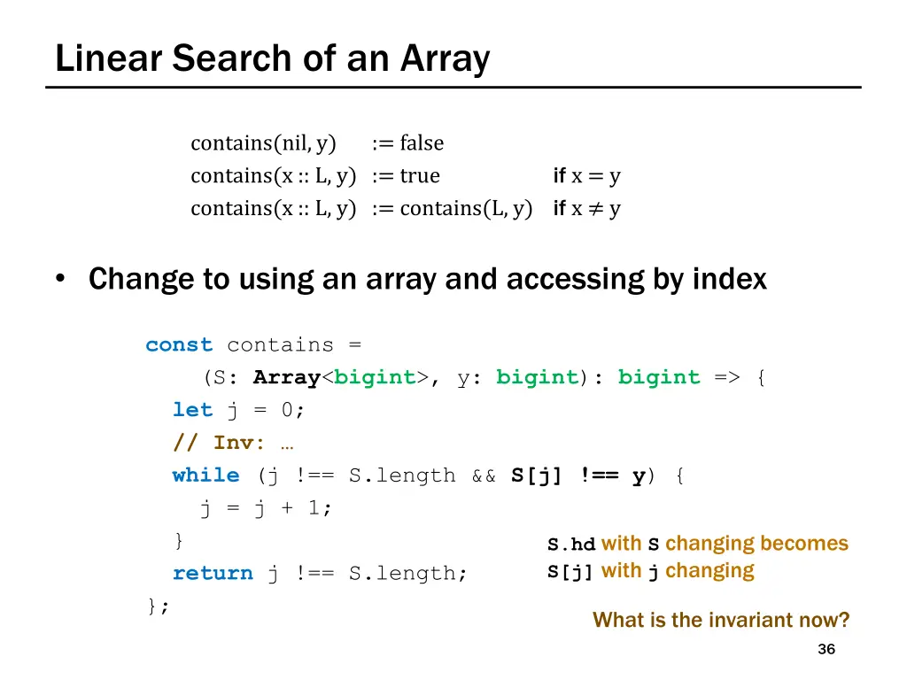 linear search of an array