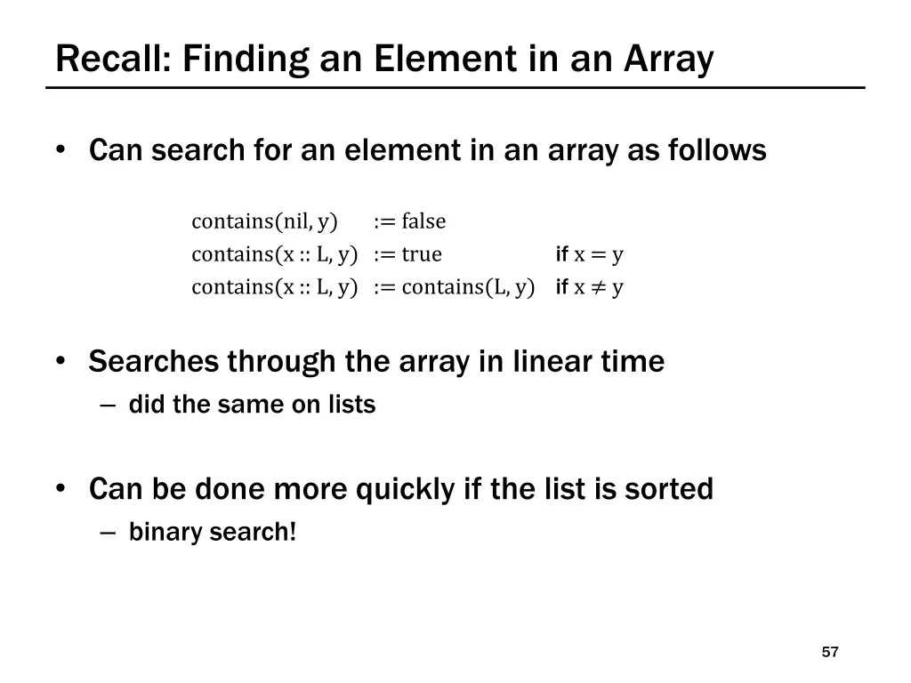 recall finding an element in an array