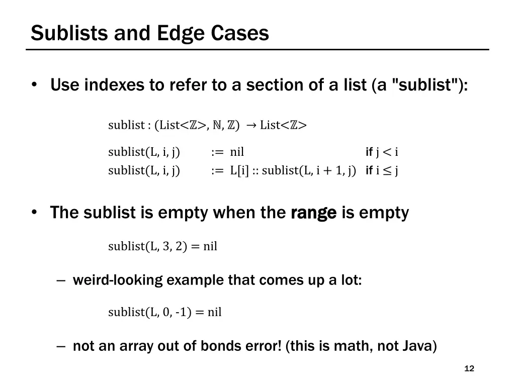 sublists and edge cases