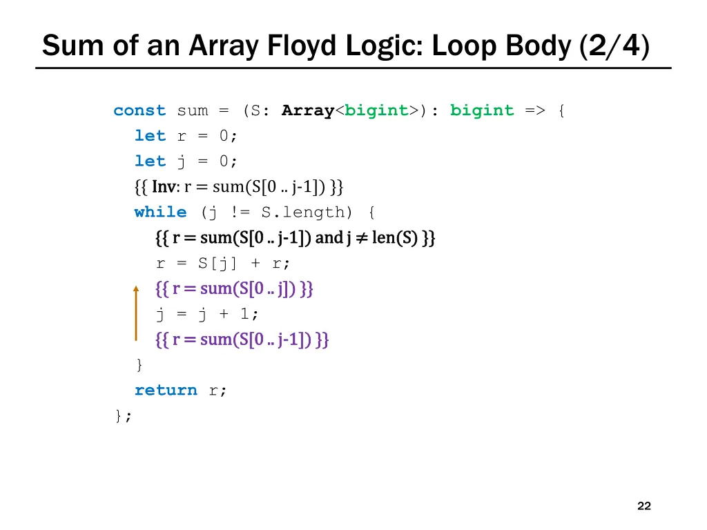 sum of an array floyd logic loop body 2 4