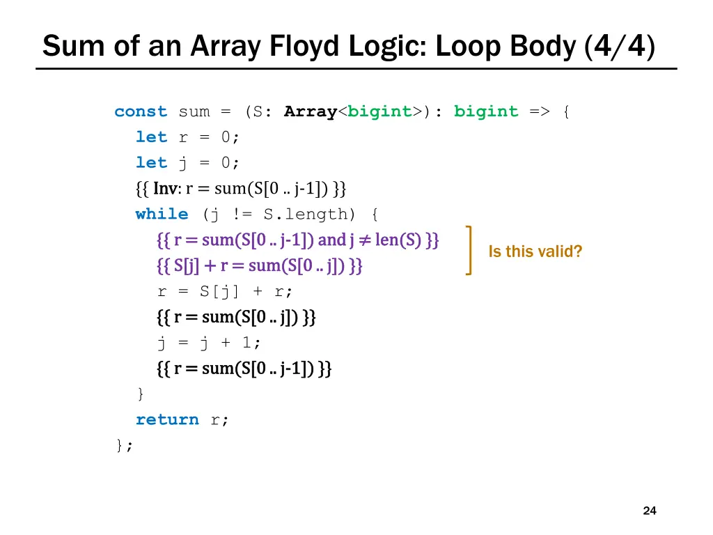 sum of an array floyd logic loop body 4 4