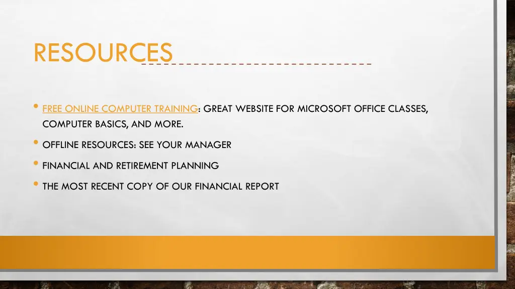 resources