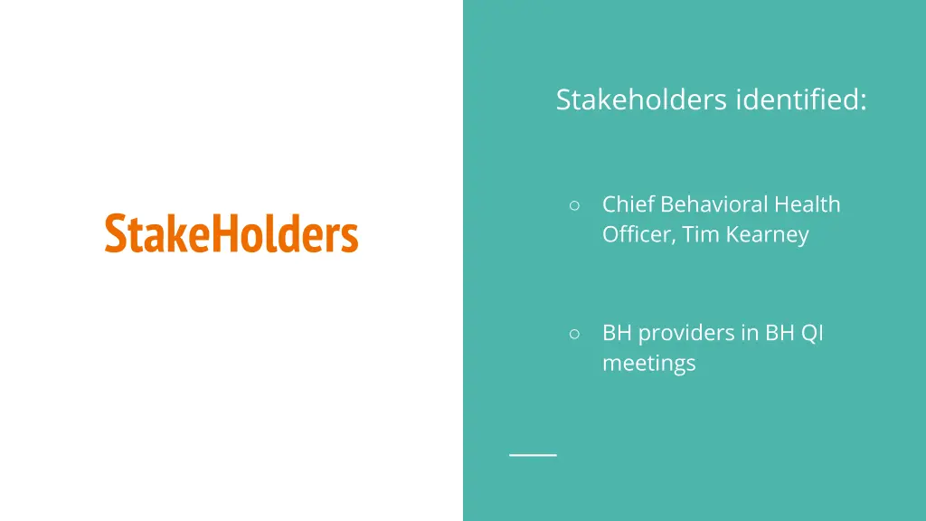 stakeholders identified