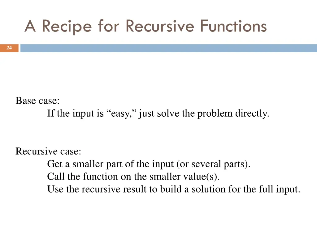 a recipe for recursive functions