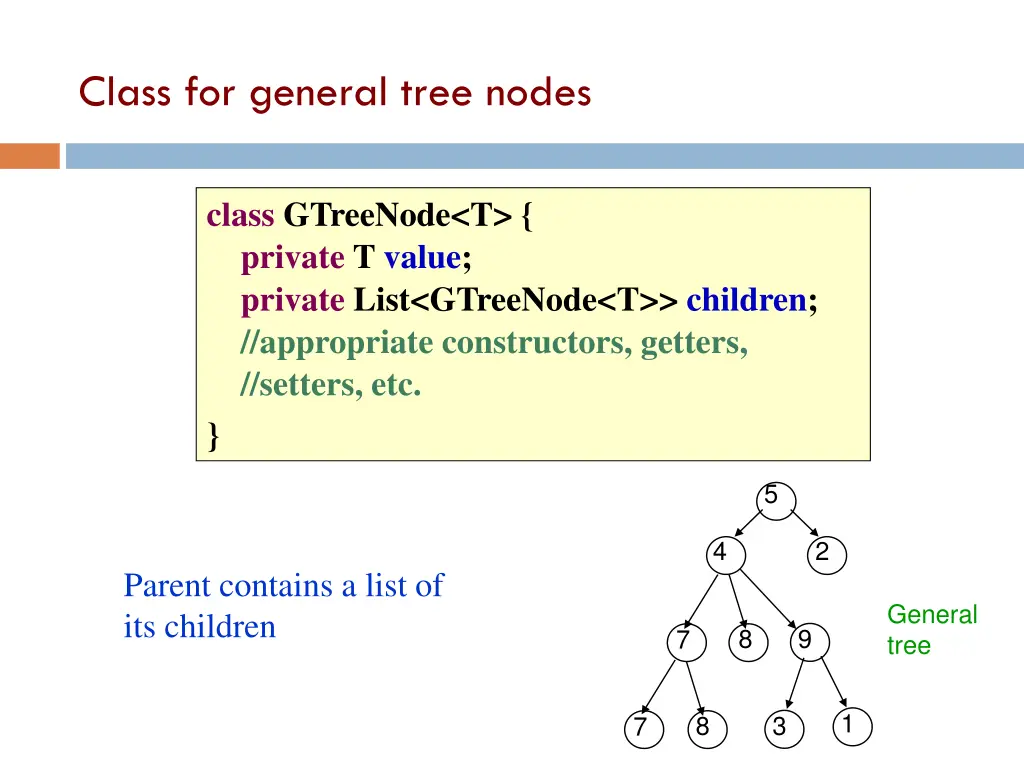 class for general tree nodes