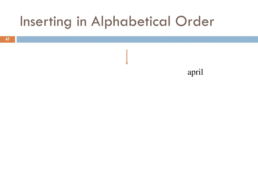 inserting in alphabetical order