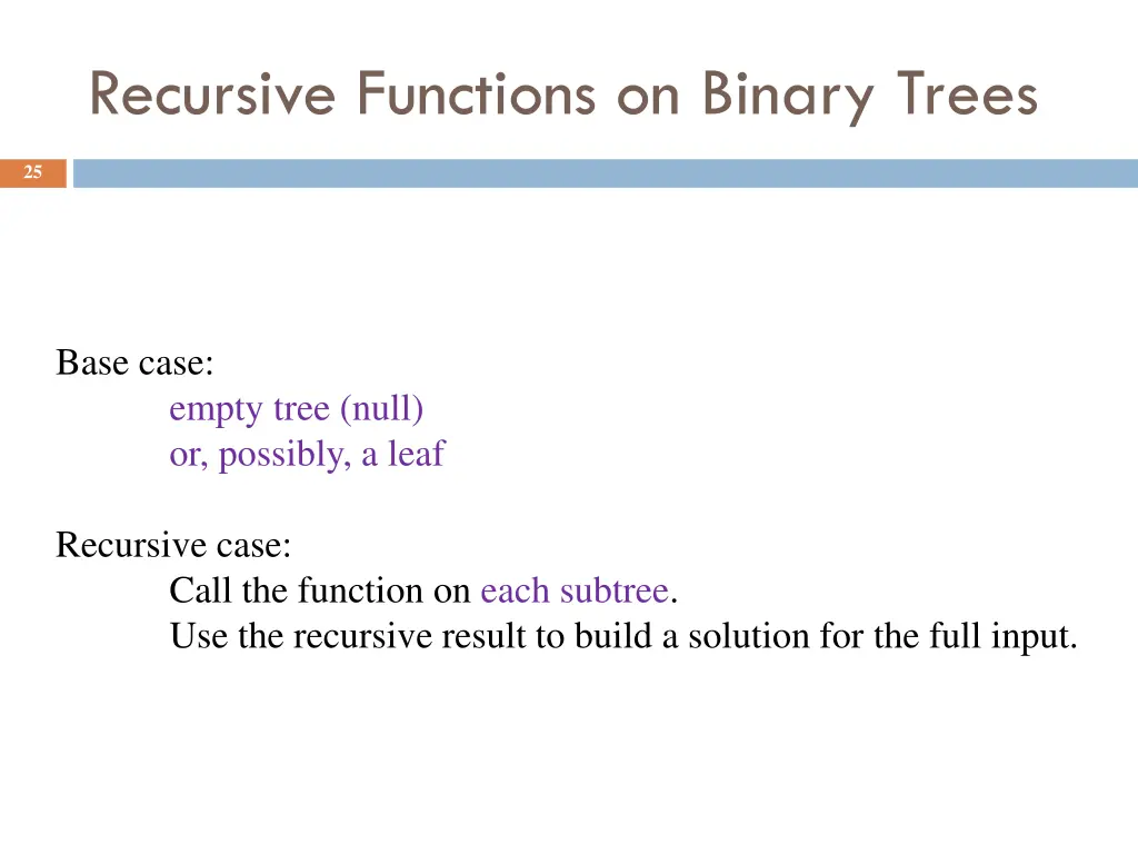 recursive functions on binary trees