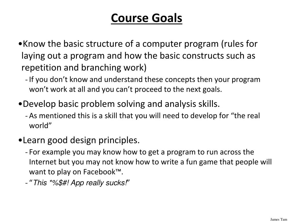 course goals