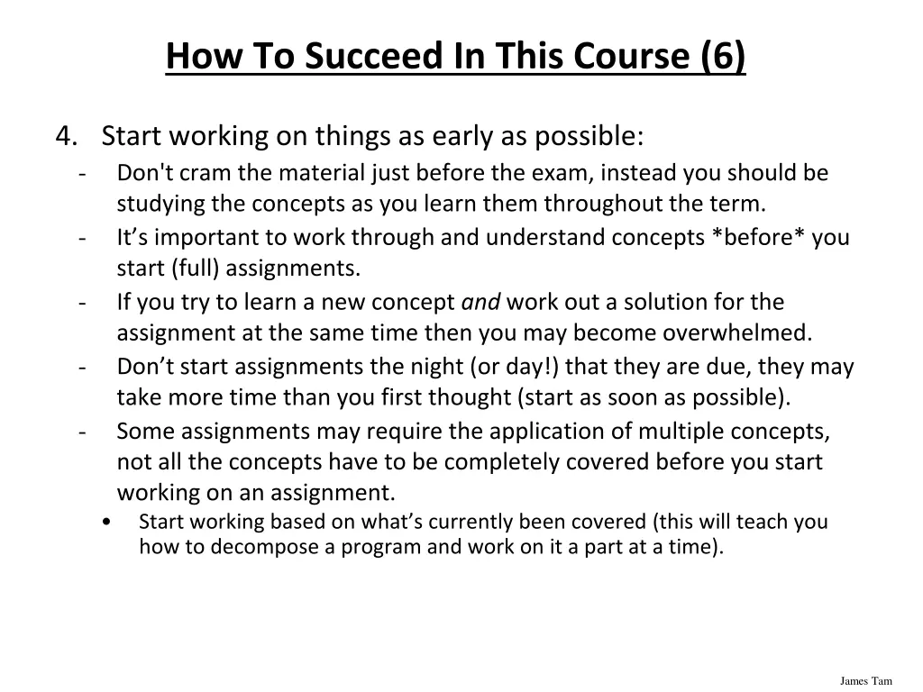 how to succeed in this course 6