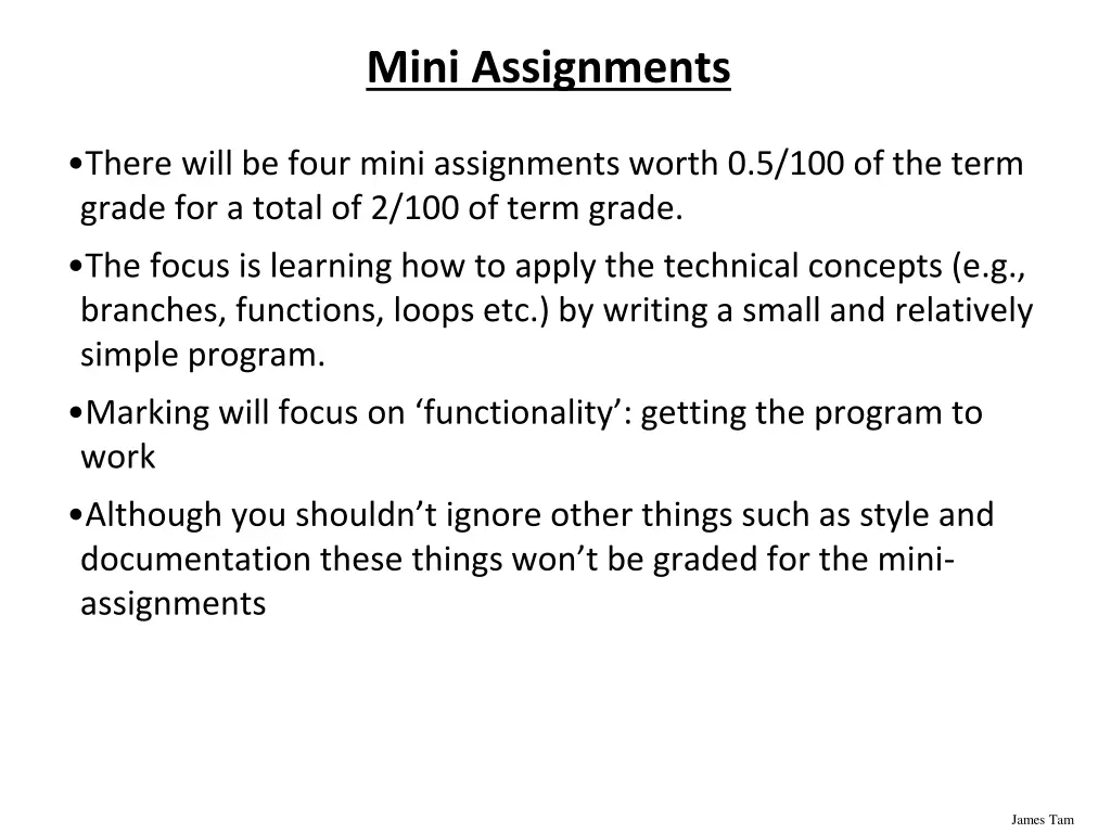 mini assignments