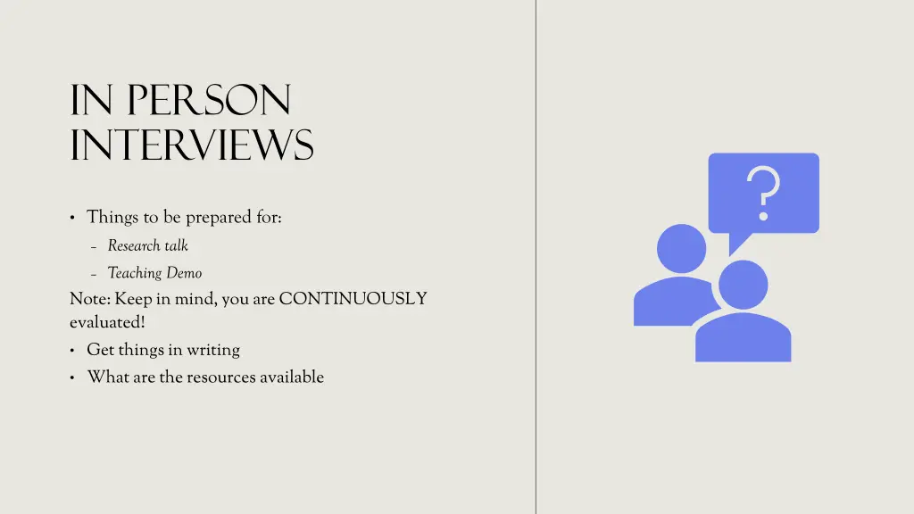 in person interviews