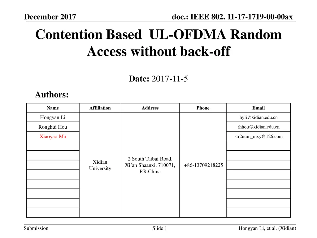 december 2017 contention based ul ofdma random