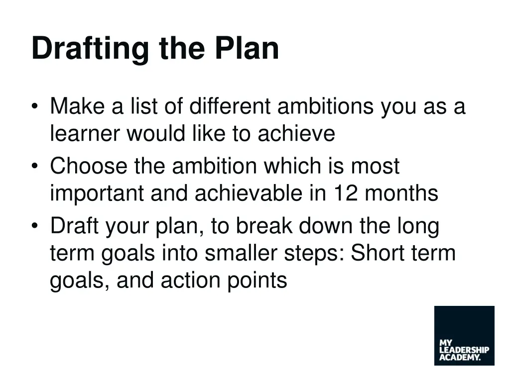 drafting the plan