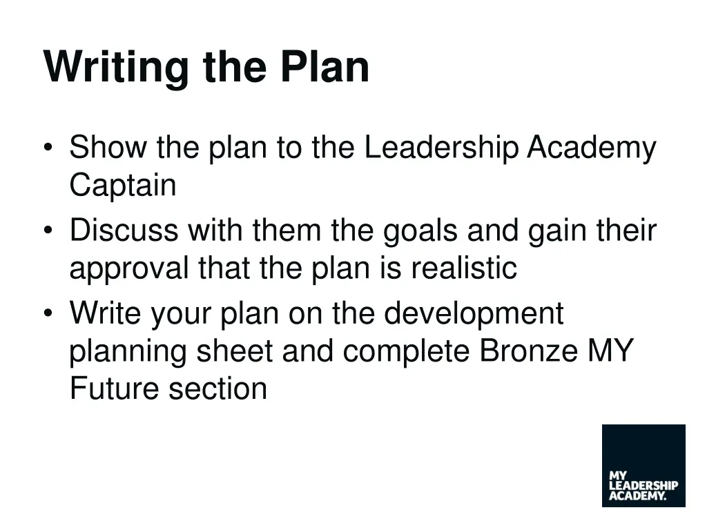 writing the plan