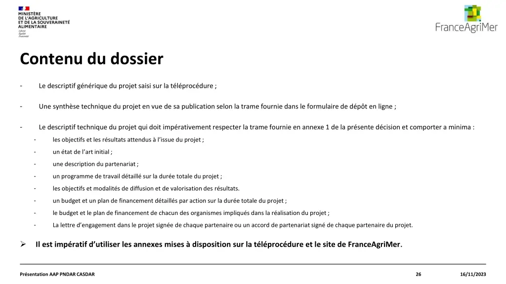 contenu du dossier