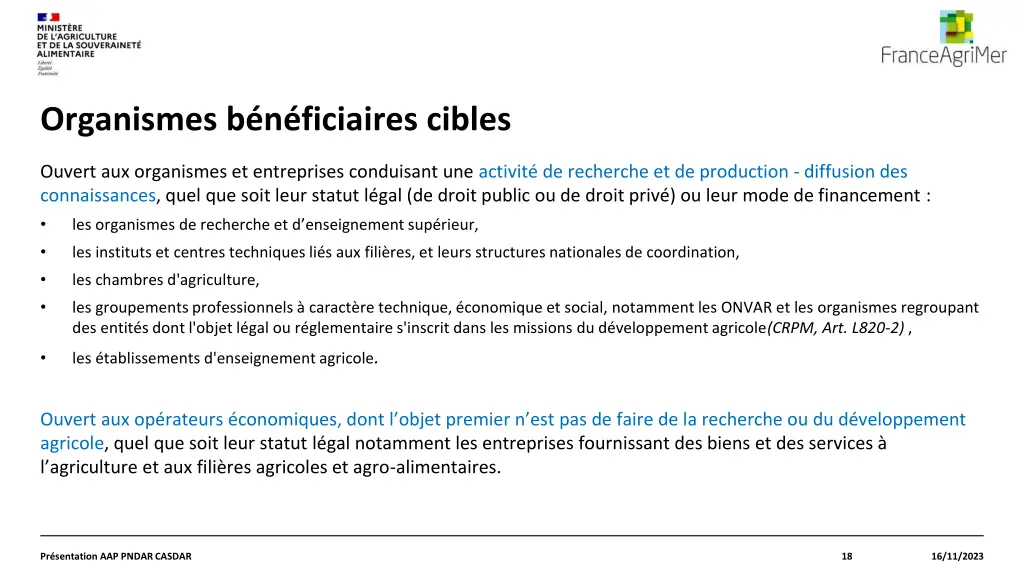 organismes b n ficiaires cibles