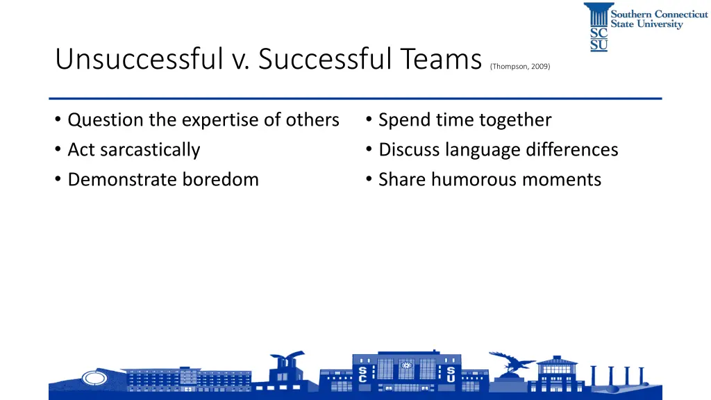 unsuccessful v successful teams thompson 2009