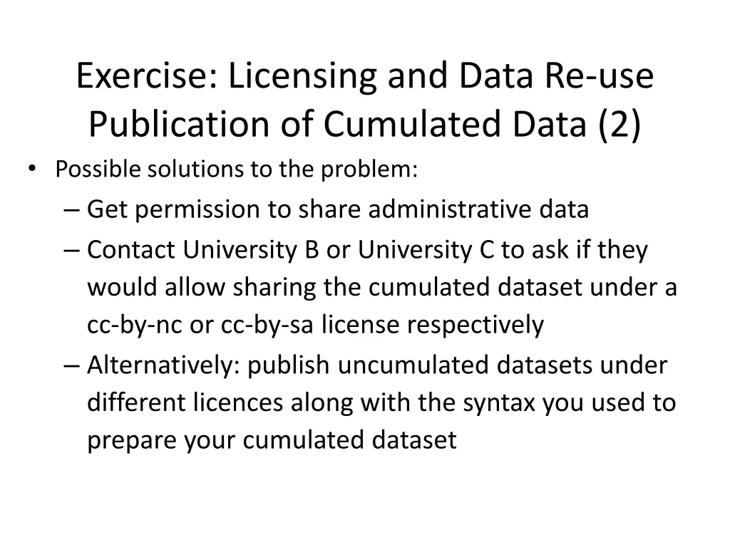 exercise licensing and data re use publication 1