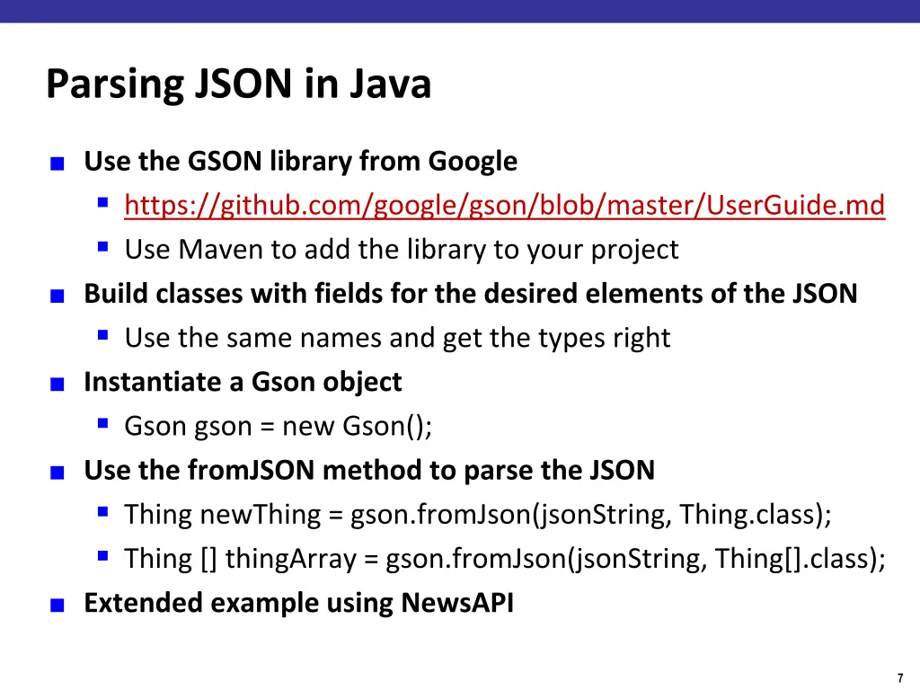 parsing json in java