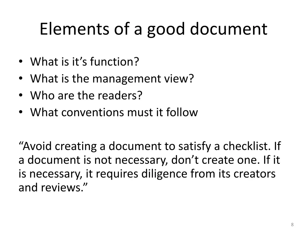 elements of a good document