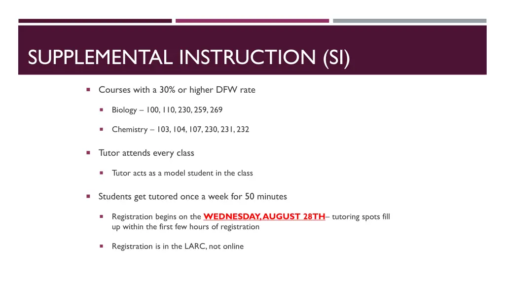 supplemental instruction si