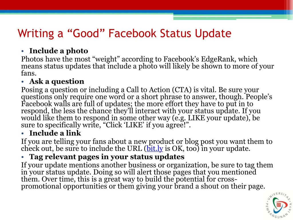 writing a good facebook status update