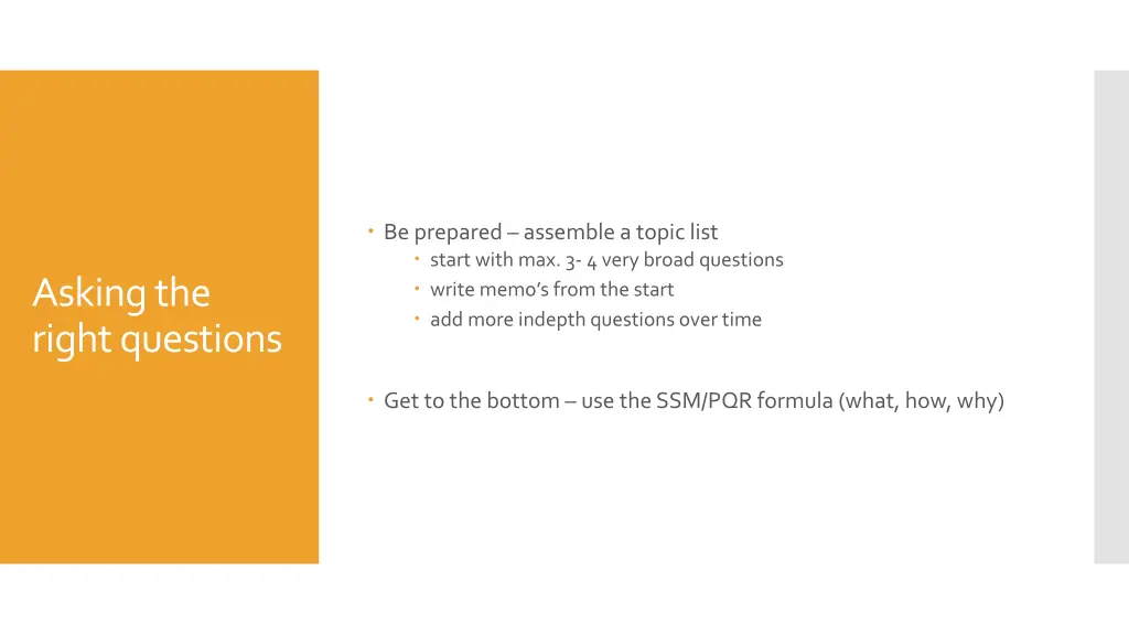 be prepared assemble a topic list start with