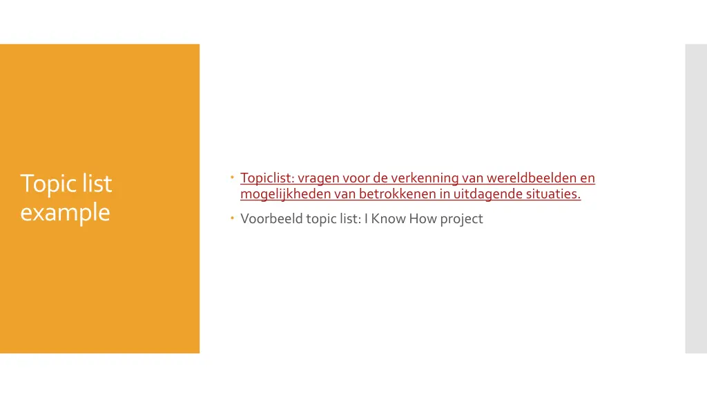 topiclist vragen voor de verkenning