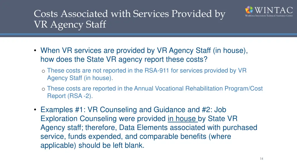 costs associated with services provided