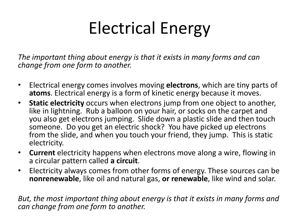 electrical energy