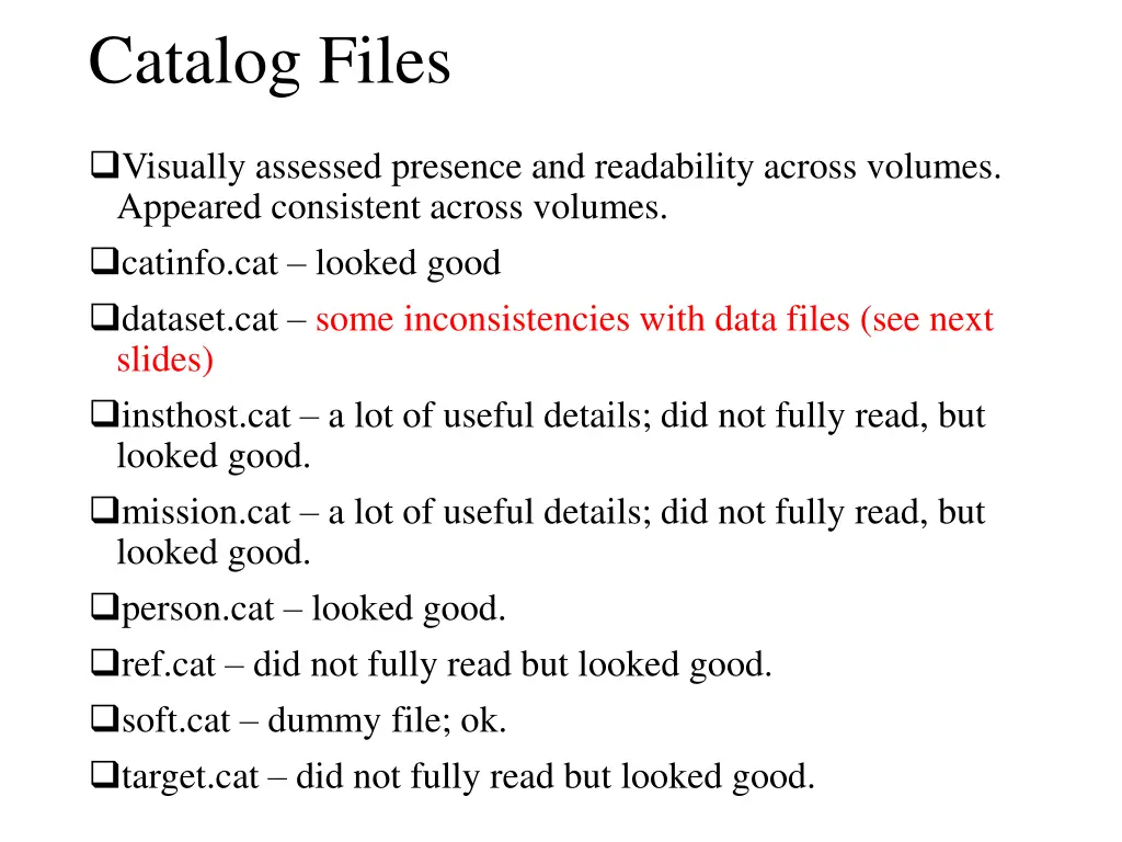 catalog files