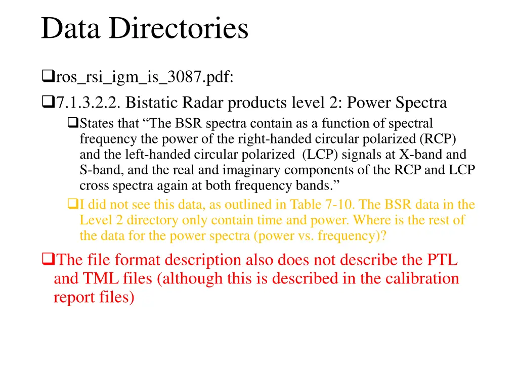 data directories