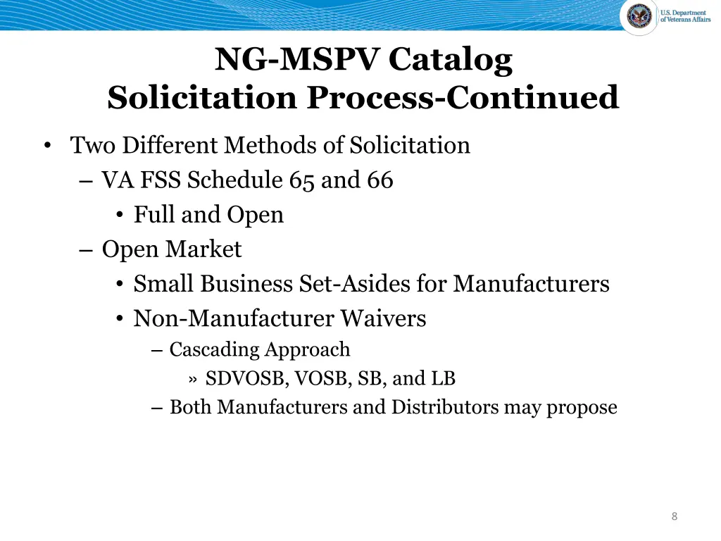 ng mspv catalog solicitation process continued