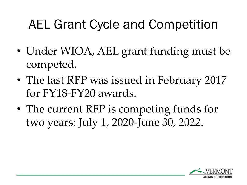 ael grant cycle and competition