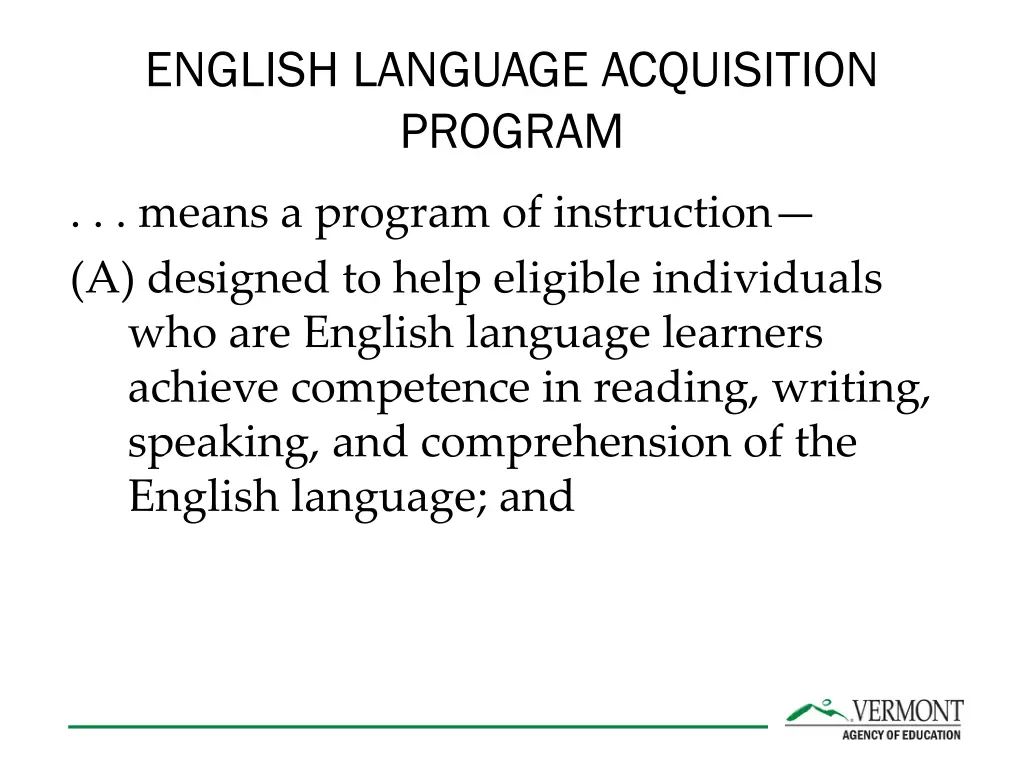 english language acquisition program
