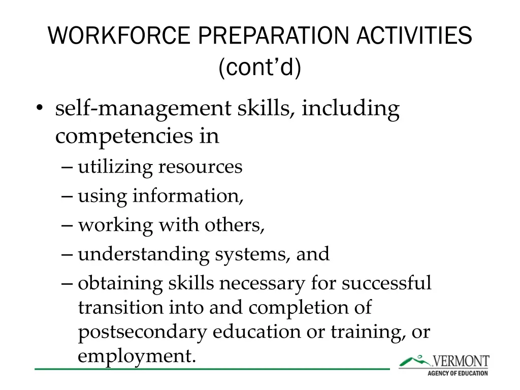 workforce preparation activities cont d
